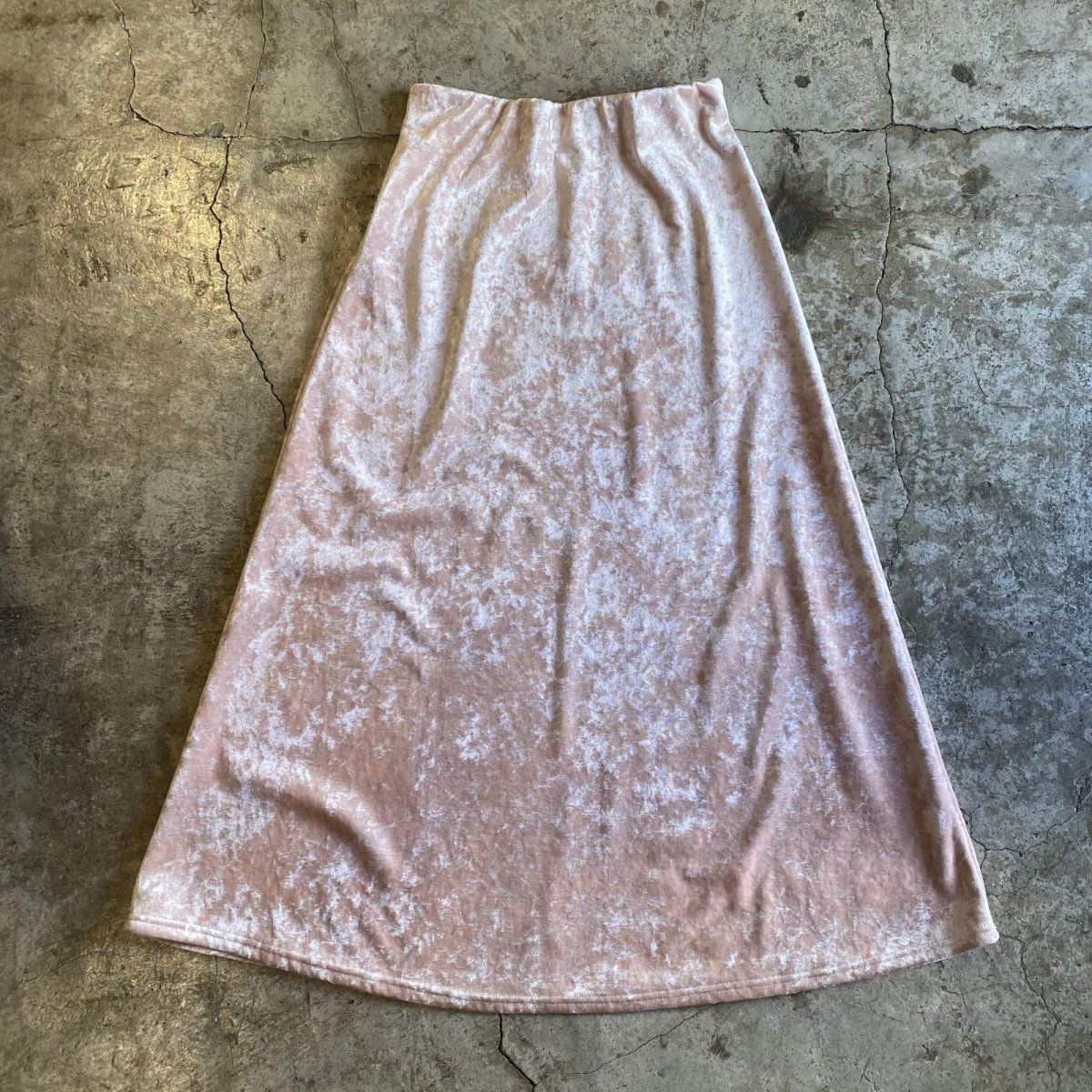 画像2: PINK COLOR VELVET LONG SKIRT / W27~W35 (2)