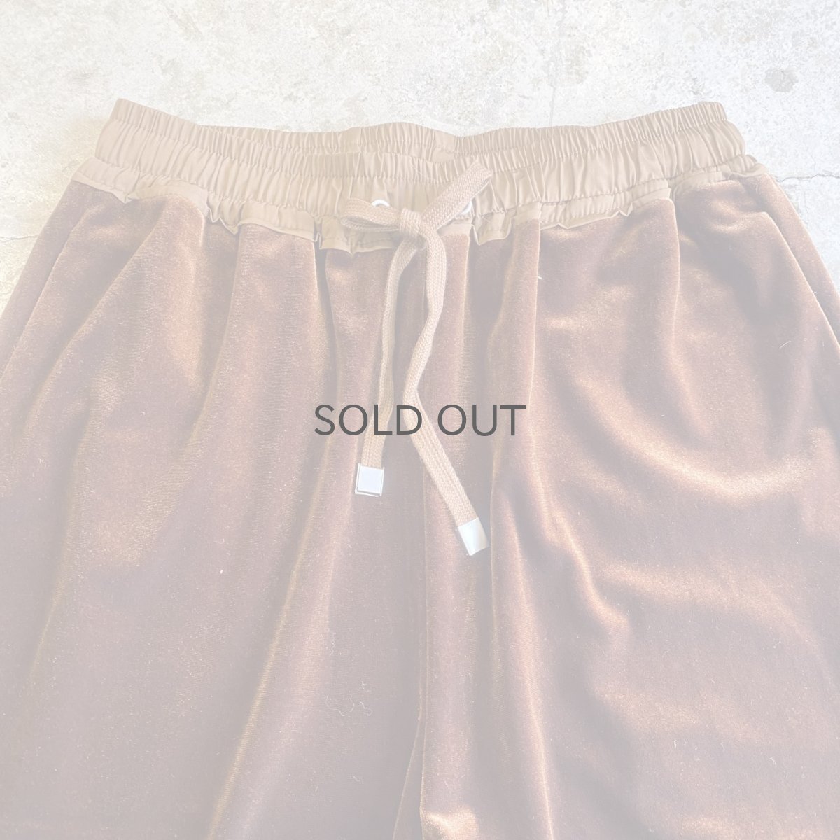 画像6: WAIST RIBBON DESIGN BROWN COLOR VELVET PANTS / ~W35 (6)