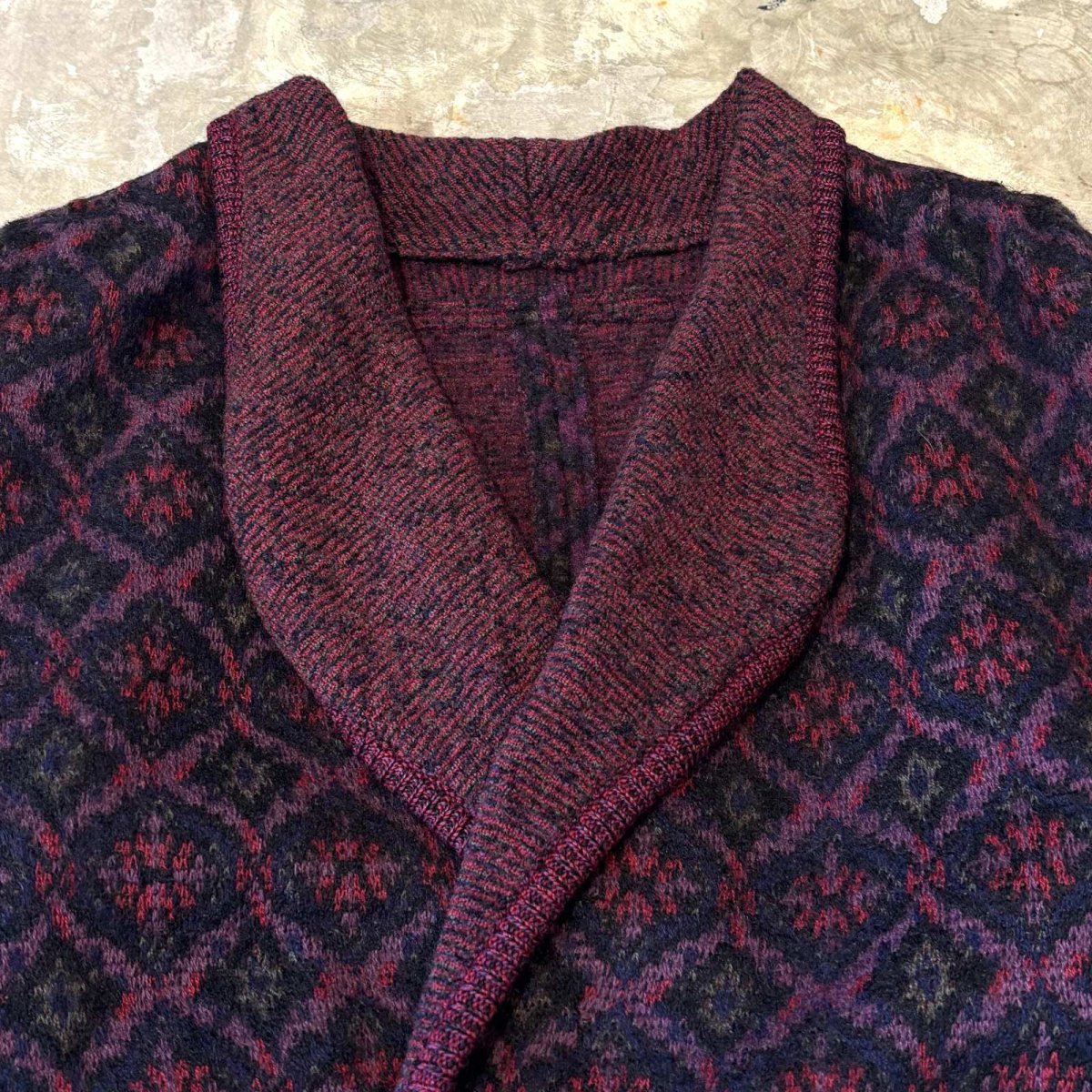 画像10: ALL OVER PATTERN SHAWL COLLAR KNIT CARDIGAN / Mens L (10)
