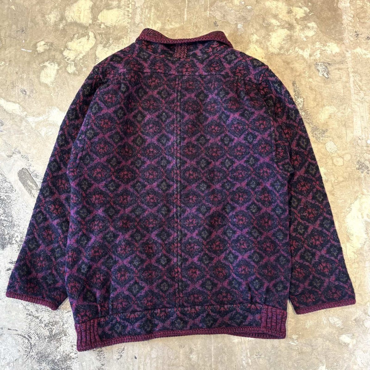 画像2: ALL OVER PATTERN SHAWL COLLAR KNIT CARDIGAN / Mens L (2)