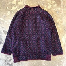 画像2: ALL OVER PATTERN SHAWL COLLAR KNIT CARDIGAN / Mens L (2)
