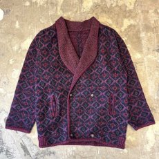 画像1: ALL OVER PATTERN SHAWL COLLAR KNIT CARDIGAN / Mens L (1)