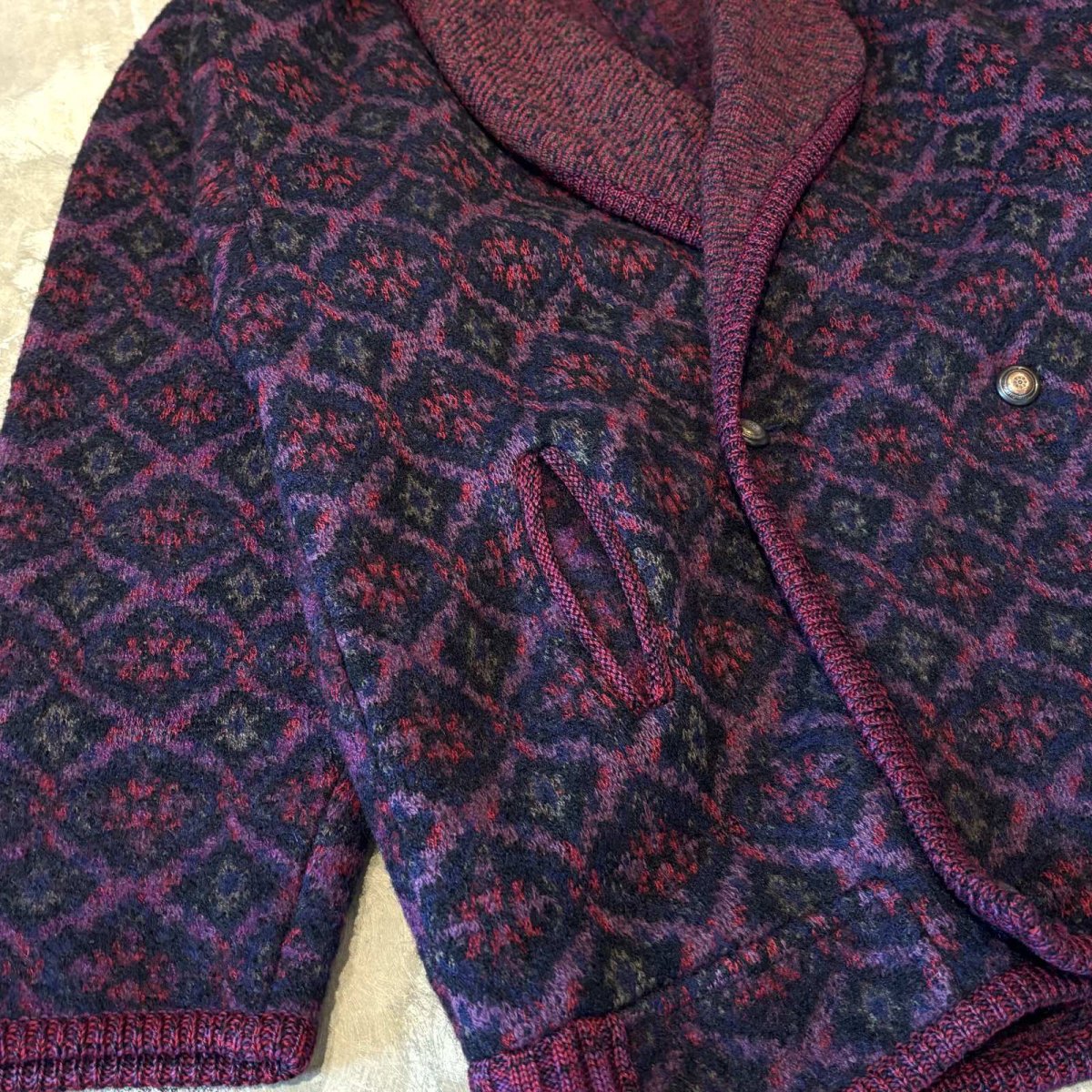 画像5: ALL OVER PATTERN SHAWL COLLAR KNIT CARDIGAN / Mens L (5)