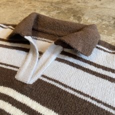 画像7: MULTI BORDER DESIGN L/S POLO KNIT TOPS / Ladies M (7)