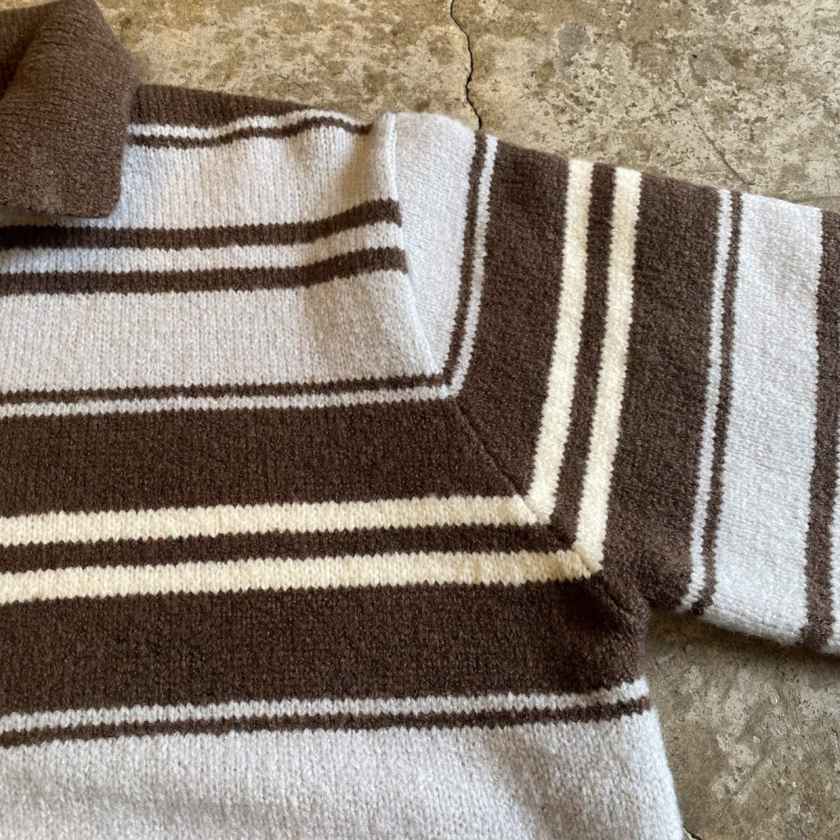 画像8: MULTI BORDER DESIGN L/S POLO KNIT TOPS / Ladies M (8)