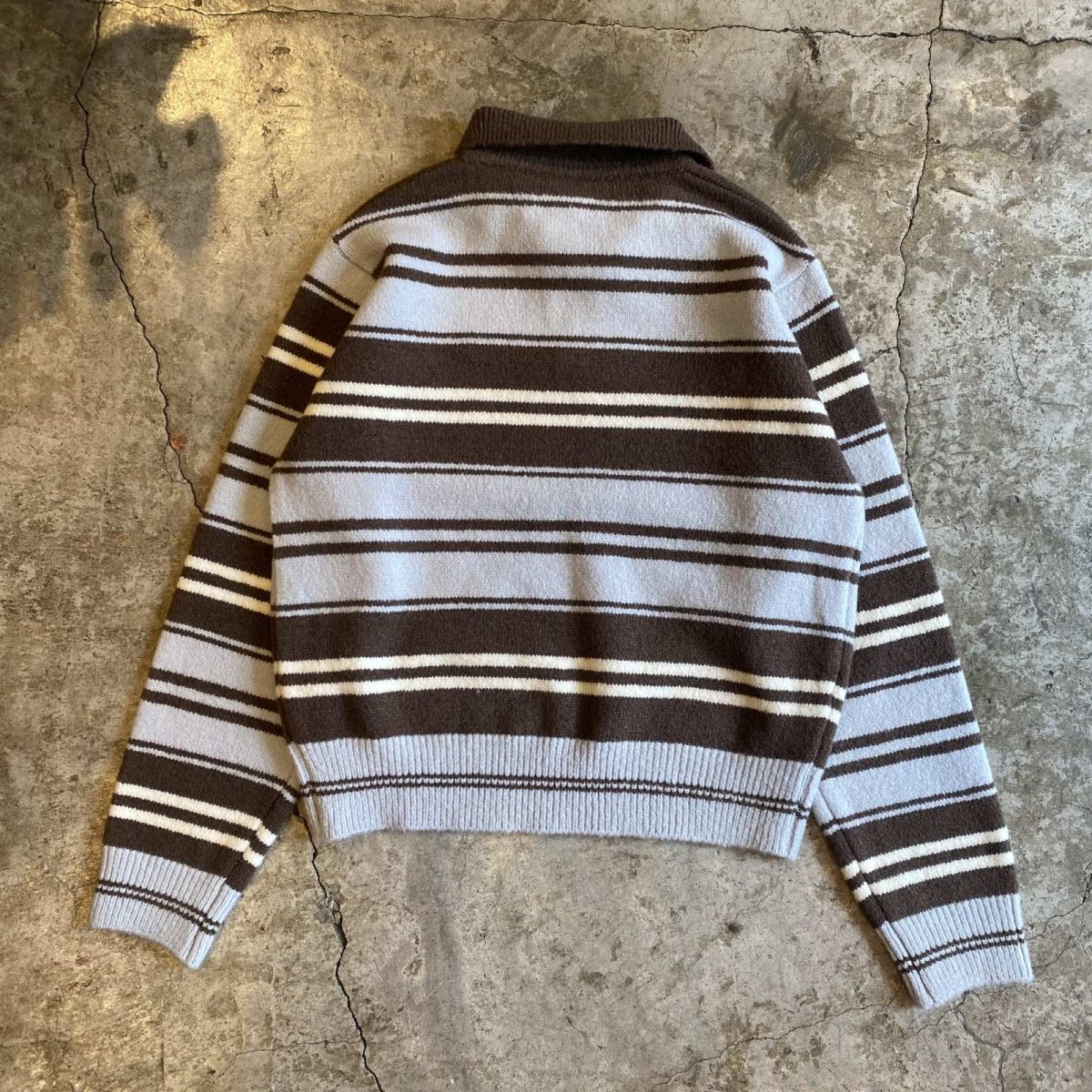 画像2: MULTI BORDER DESIGN L/S POLO KNIT TOPS / Ladies M (2)