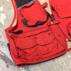 画像5: LEATHER PATCH MULTI POCKET COLOR VEST / Mens L (5)