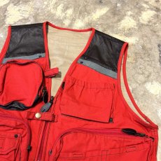 画像4: LEATHER PATCH MULTI POCKET COLOR VEST / Mens L (4)