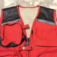 画像12: LEATHER PATCH MULTI POCKET COLOR VEST / Mens L (12)
