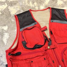 画像3: LEATHER PATCH MULTI POCKET COLOR VEST / Mens L (3)