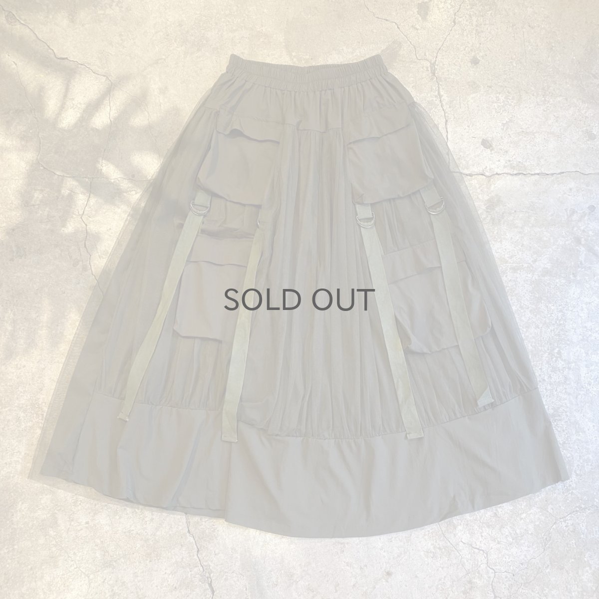 画像1: 4 POCKET TULLE FLARE LAYERED BELT DESIGN LONG SKIRT / W25~W35 (1)