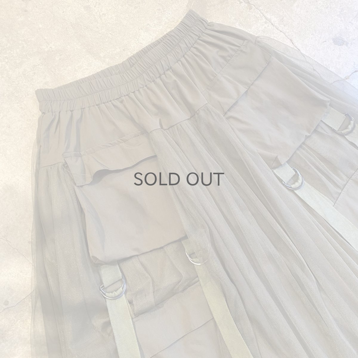 画像3: 4 POCKET TULLE FLARE LAYERED BELT DESIGN LONG SKIRT / W25~W35 (3)