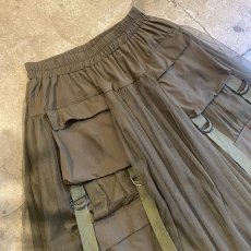 画像3: 4 POCKET TULLE FLARE LAYERED BELT DESIGN LONG SKIRT / W25~W35 (3)