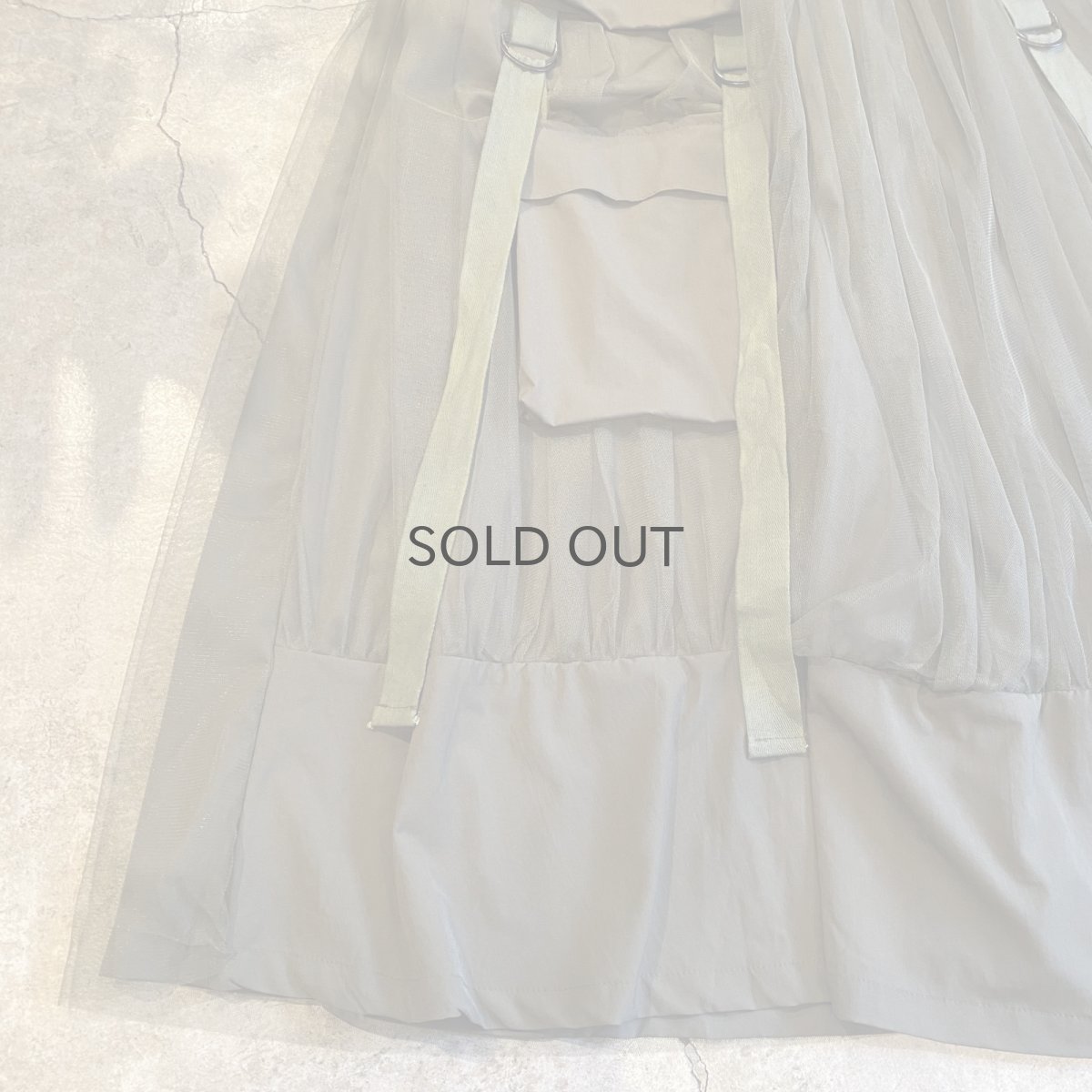 画像4: 4 POCKET TULLE FLARE LAYERED BELT DESIGN LONG SKIRT / W25~W35 (4)