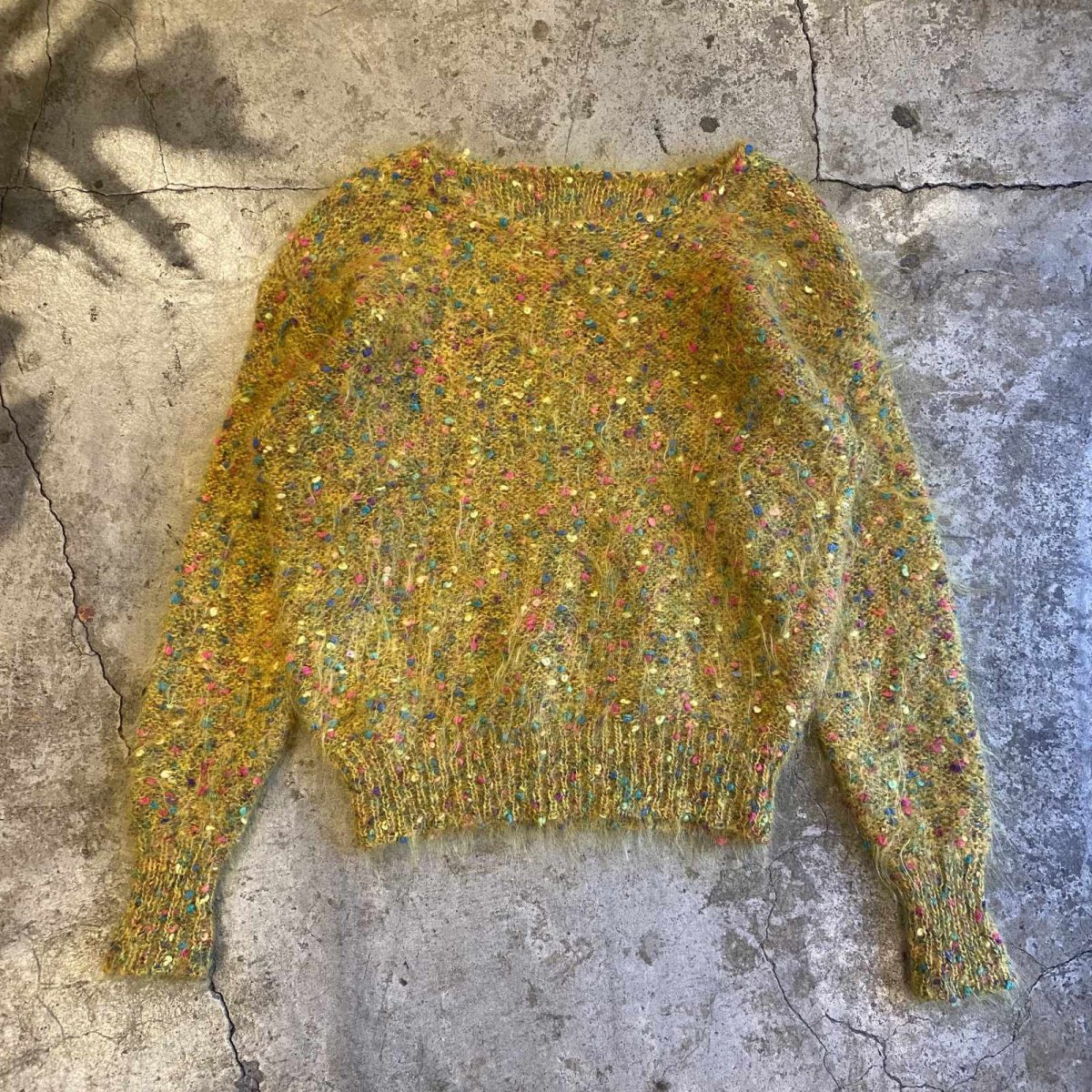 画像1: OLD MIX DESIGN COLOR MOHAIR KNIT SWEATER / Ladies M (1)