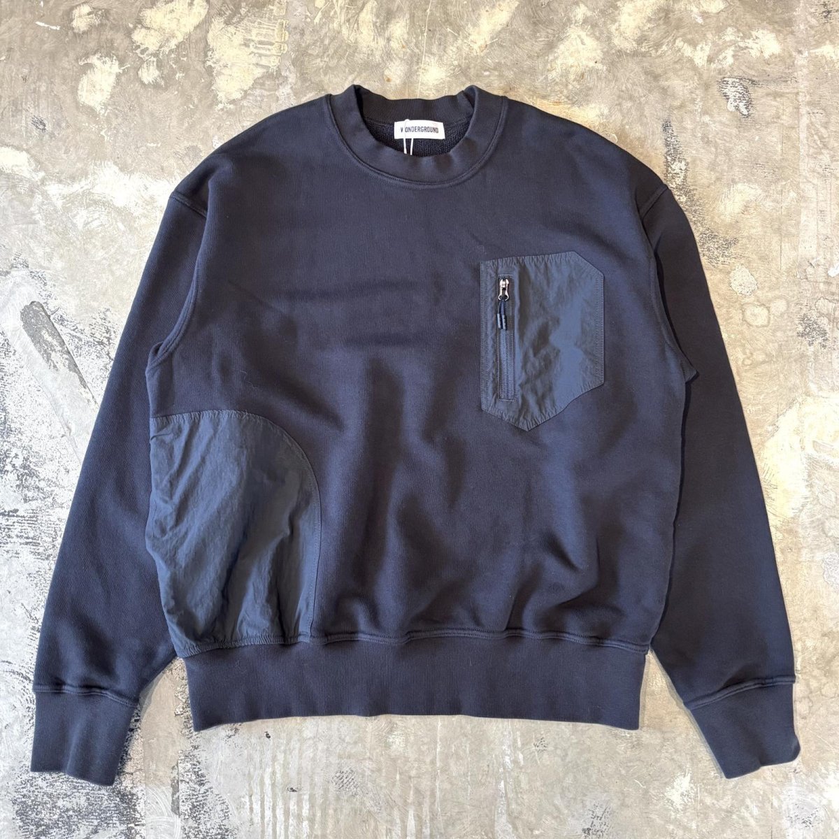 画像1: 【WONDERGROUND】POCKET NYLON SWITCHED SWEAT / BLACK / OS (1)