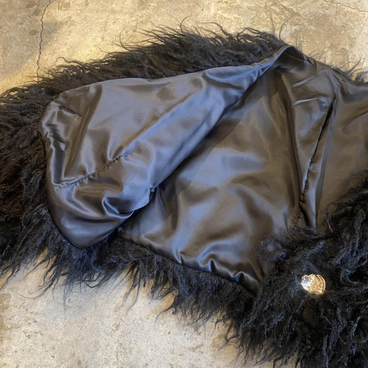 画像6: BLACK COLOR FAUX FUR DESIGN SHORT JACKET / Ladies M (6)