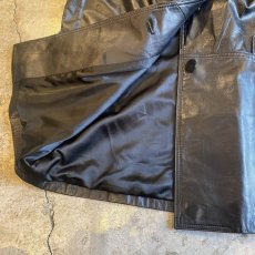 画像7: BLACK COLOR SHOULDER TUCK DESIGN LEATHER TAILORED JACKET / Ladies L (7)