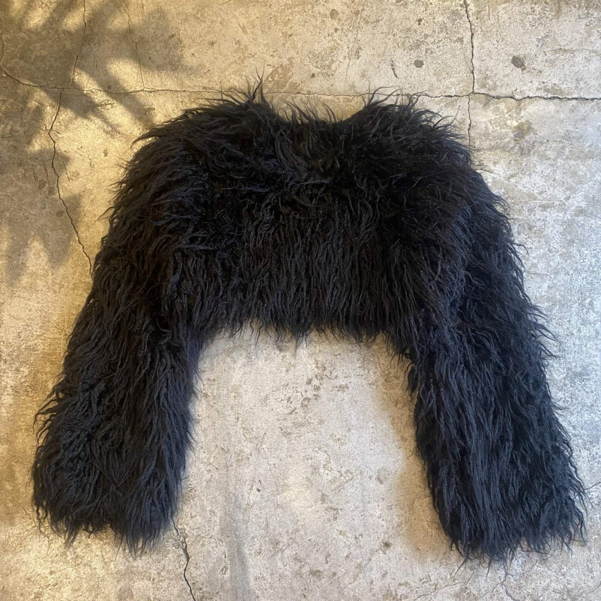 画像2: BLACK COLOR FAUX FUR DESIGN SHORT JACKET / Ladies M (2)