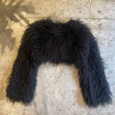 画像2: BLACK COLOR FAUX FUR DESIGN SHORT JACKET / Ladies M (2)