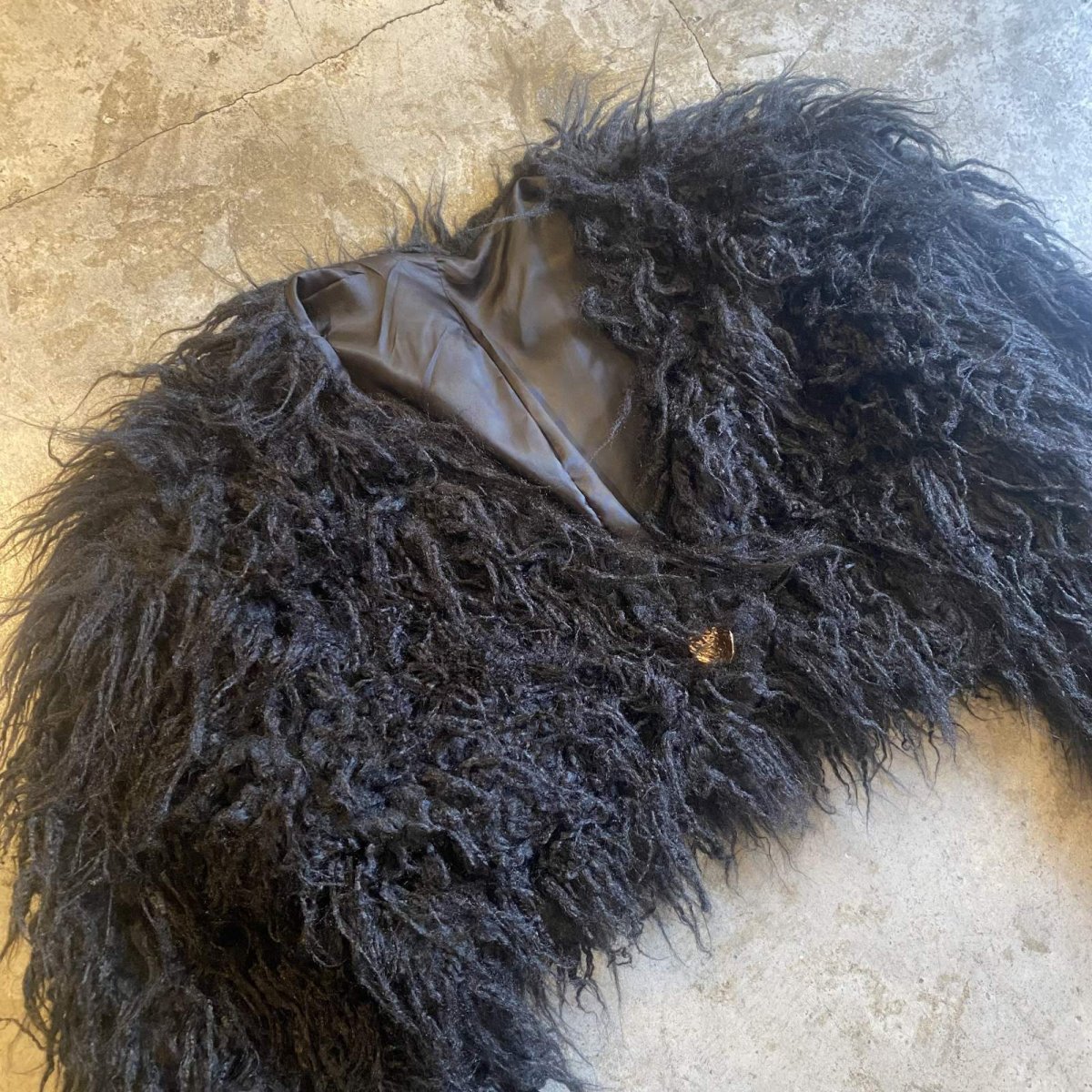 画像3: BLACK COLOR FAUX FUR DESIGN SHORT JACKET / Ladies M (3)