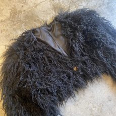 画像3: BLACK COLOR FAUX FUR DESIGN SHORT JACKET / Ladies M (3)
