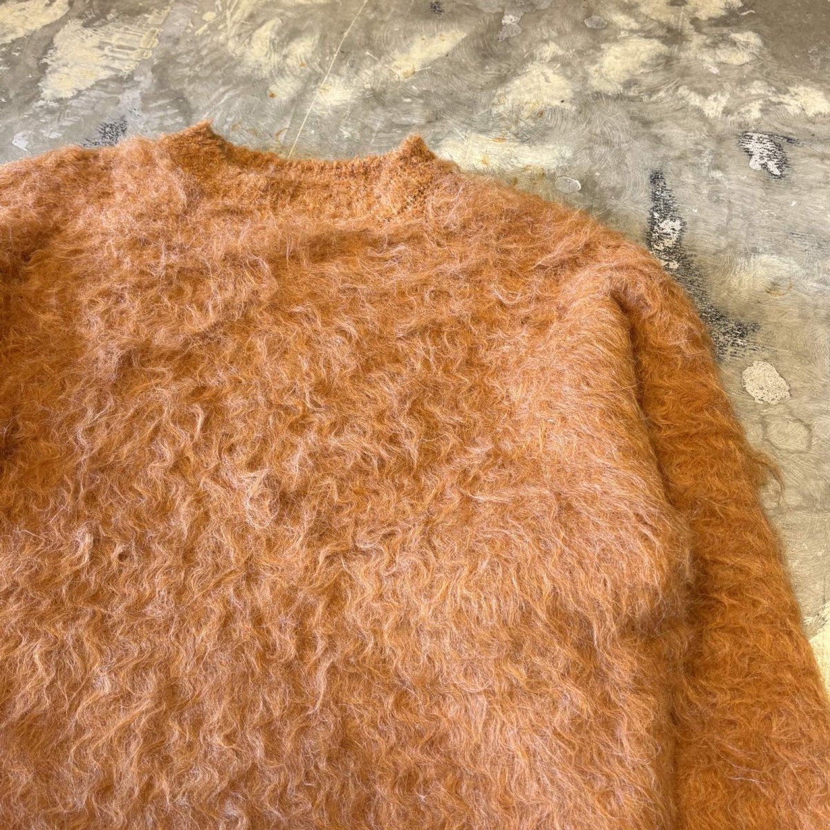 画像4: ORANGE COLOR SHAGGY KNIT SWEATER / Mens L (4)