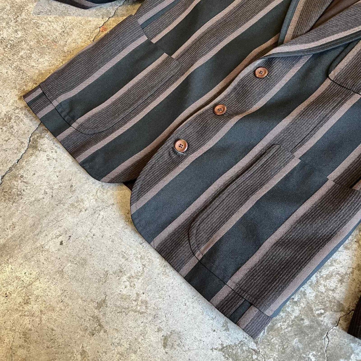 画像4: ALL OVER MULCH STRIPE PATTERN DESIGN TAYLOR JACKET / Ladies M(S) (4)