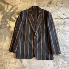 画像1: ALL OVER MULCH STRIPE PATTERN DESIGN TAYLOR JACKET / Ladies M(S) (1)