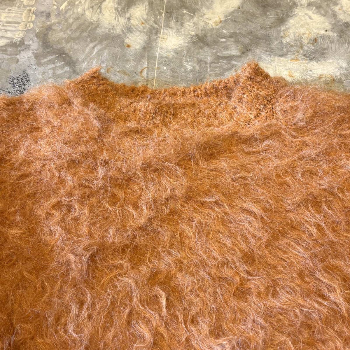 画像10: ORANGE COLOR SHAGGY KNIT SWEATER / Mens L (10)