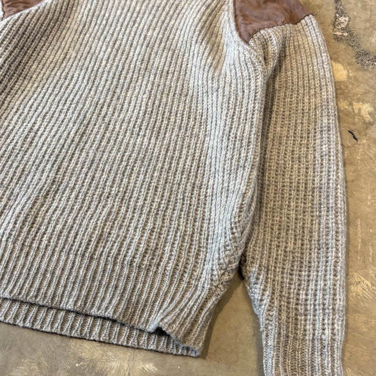 画像6: 【CAHPS RALPH LAUREN】SUEDE PATCHED WOOL KNIT SWEATER / Mens M (6)