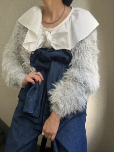 画像10: SHAGGY FAUX FUR SHORT DESIGN KNIT CARDIGAN / Ladies M (10)