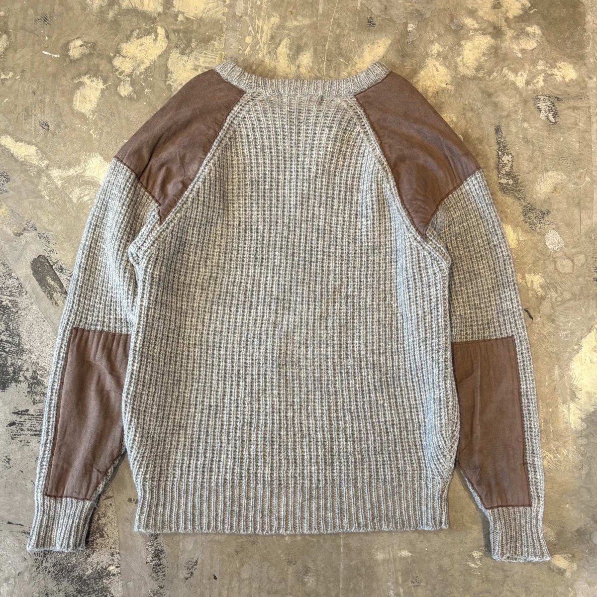画像2: 【CAHPS RALPH LAUREN】SUEDE PATCHED WOOL KNIT SWEATER / Mens M (2)