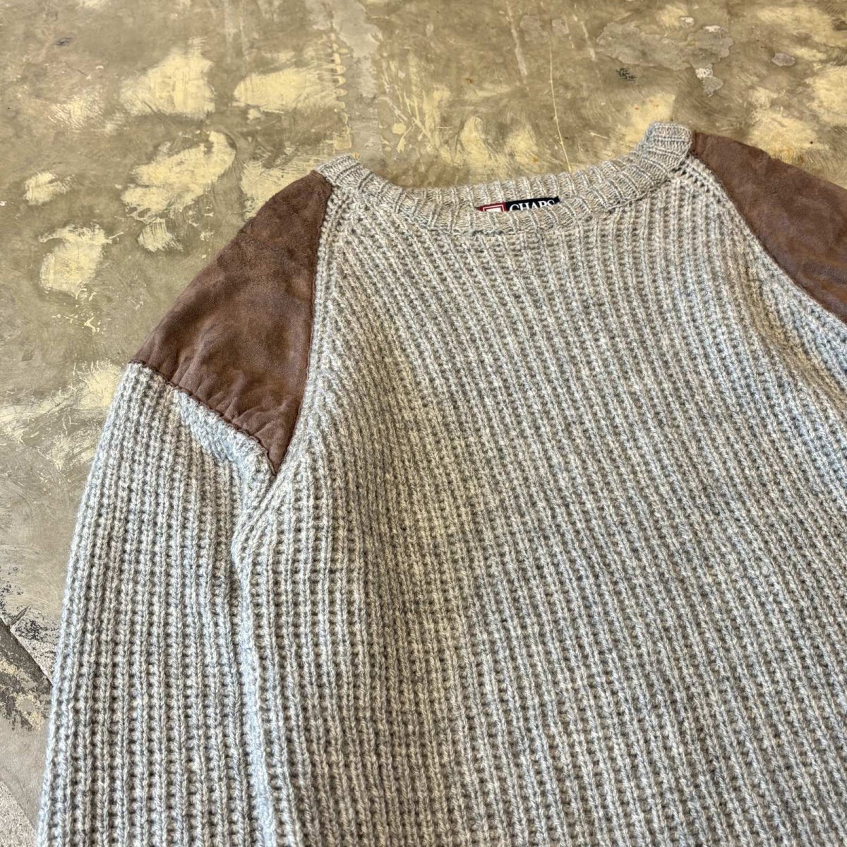 画像3: 【CAHPS RALPH LAUREN】SUEDE PATCHED WOOL KNIT SWEATER / Mens M (3)
