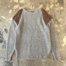 画像1: 【CAHPS RALPH LAUREN】SUEDE PATCHED WOOL KNIT SWEATER / Mens M (1)