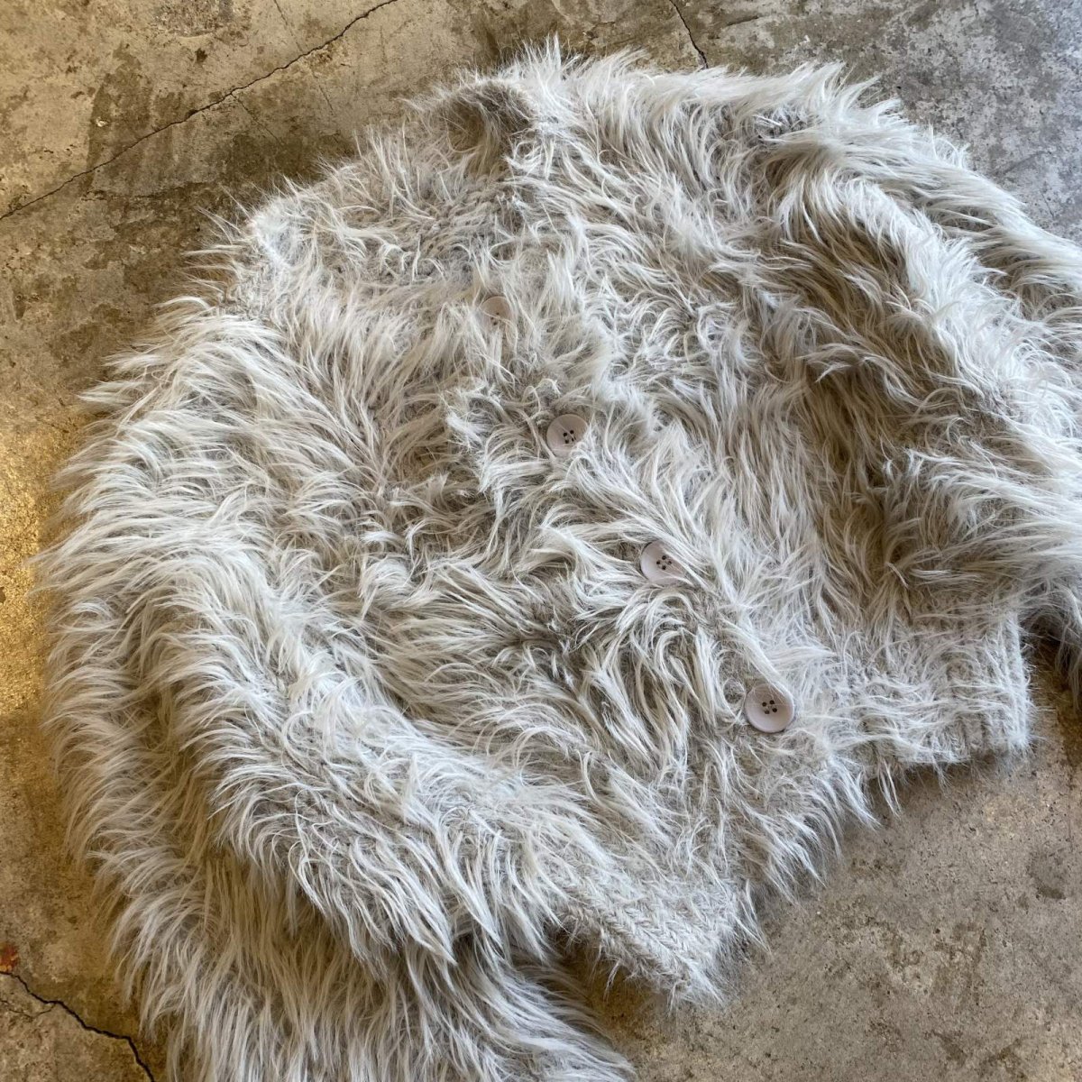 画像3: SHAGGY FAUX FUR SHORT DESIGN KNIT CARDIGAN / Ladies M (3)