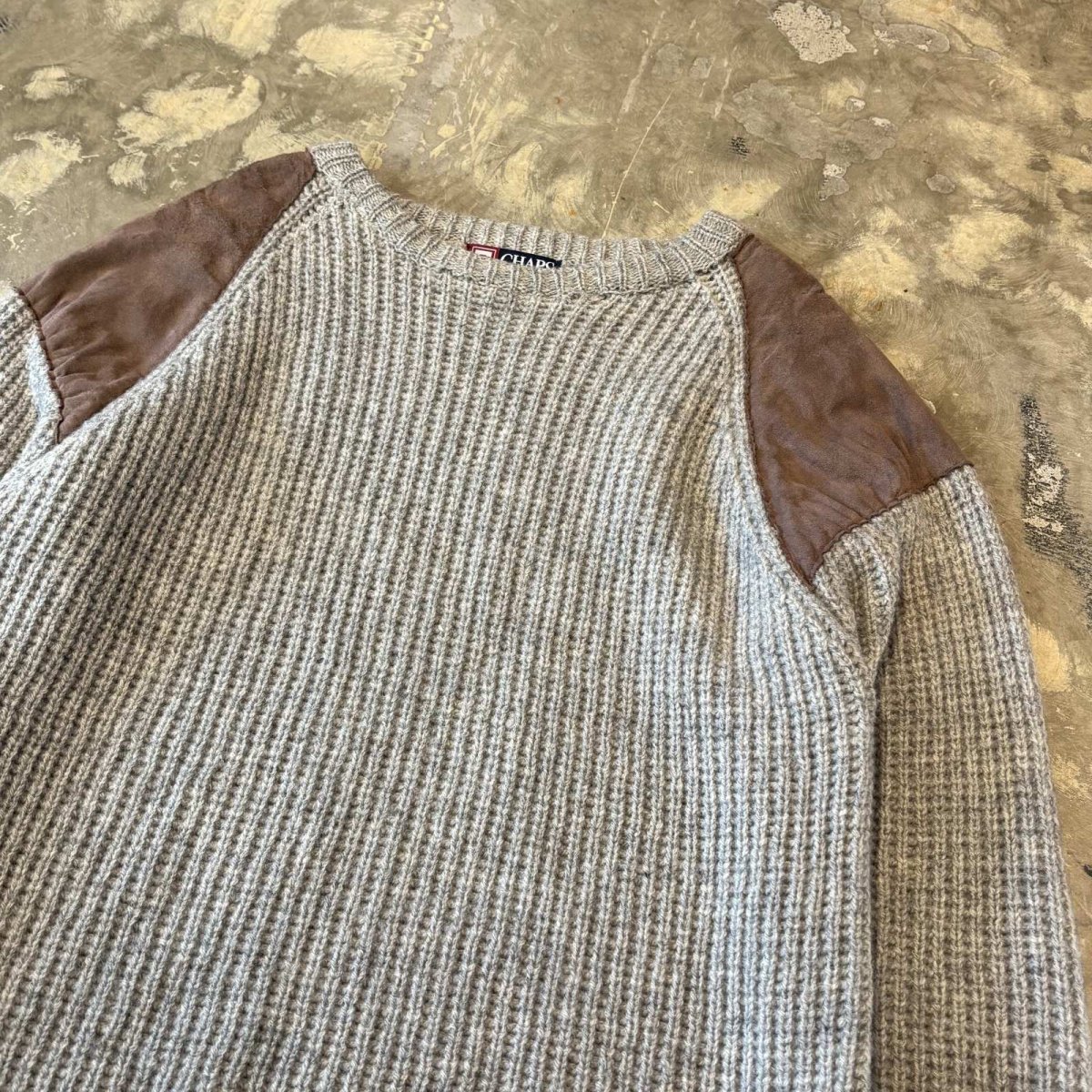 画像4: 【CAHPS RALPH LAUREN】SUEDE PATCHED WOOL KNIT SWEATER / Mens M (4)