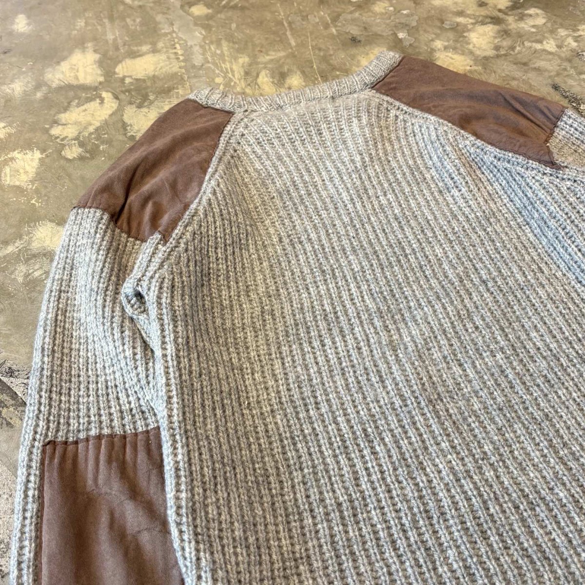 画像9: 【CAHPS RALPH LAUREN】SUEDE PATCHED WOOL KNIT SWEATER / Mens M (9)