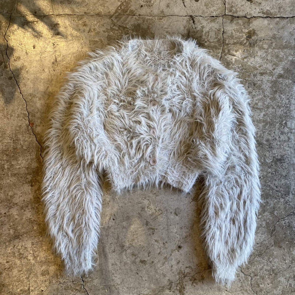 画像1: SHAGGY FAUX FUR SHORT DESIGN KNIT CARDIGAN / Ladies M (1)