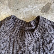 画像8: SLEEVE FRINGE BACK SUEDE RIBBON LACE UP DESIGN ALAN KNIT SWEATER / Ladies L (8)