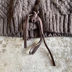 画像12: SLEEVE FRINGE BACK SUEDE RIBBON LACE UP DESIGN ALAN KNIT SWEATER / Ladies L (12)