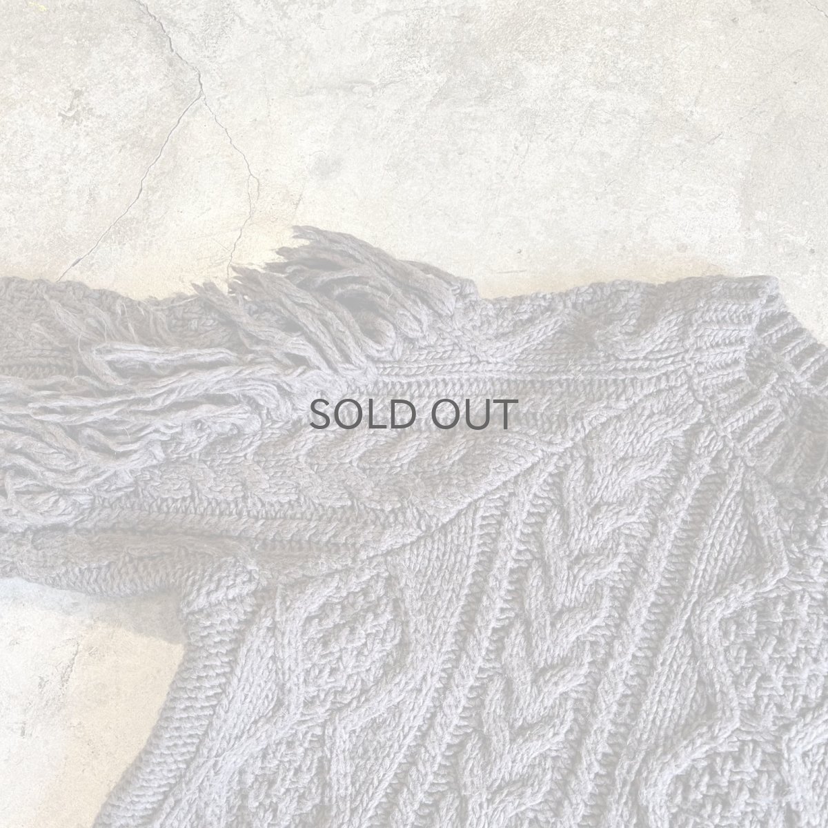 画像9: SLEEVE FRINGE BACK SUEDE RIBBON LACE UP DESIGN ALAN KNIT SWEATER / Ladies L (9)