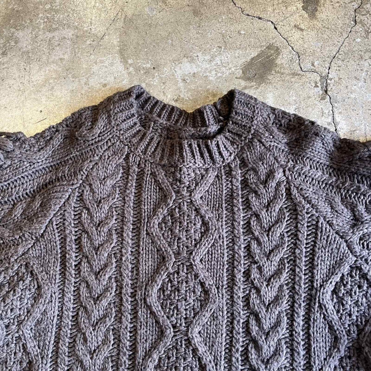 画像7: SLEEVE FRINGE BACK SUEDE RIBBON LACE UP DESIGN ALAN KNIT SWEATER / Ladies L (7)