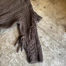 画像6: SLEEVE FRINGE BACK SUEDE RIBBON LACE UP DESIGN ALAN KNIT SWEATER / Ladies L (6)