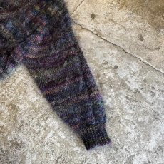 画像6: MIX COLOR MULCH BORDER PATTERN DESIGN MOHAIR KNIT CARDIGAN / Ladies M (6)