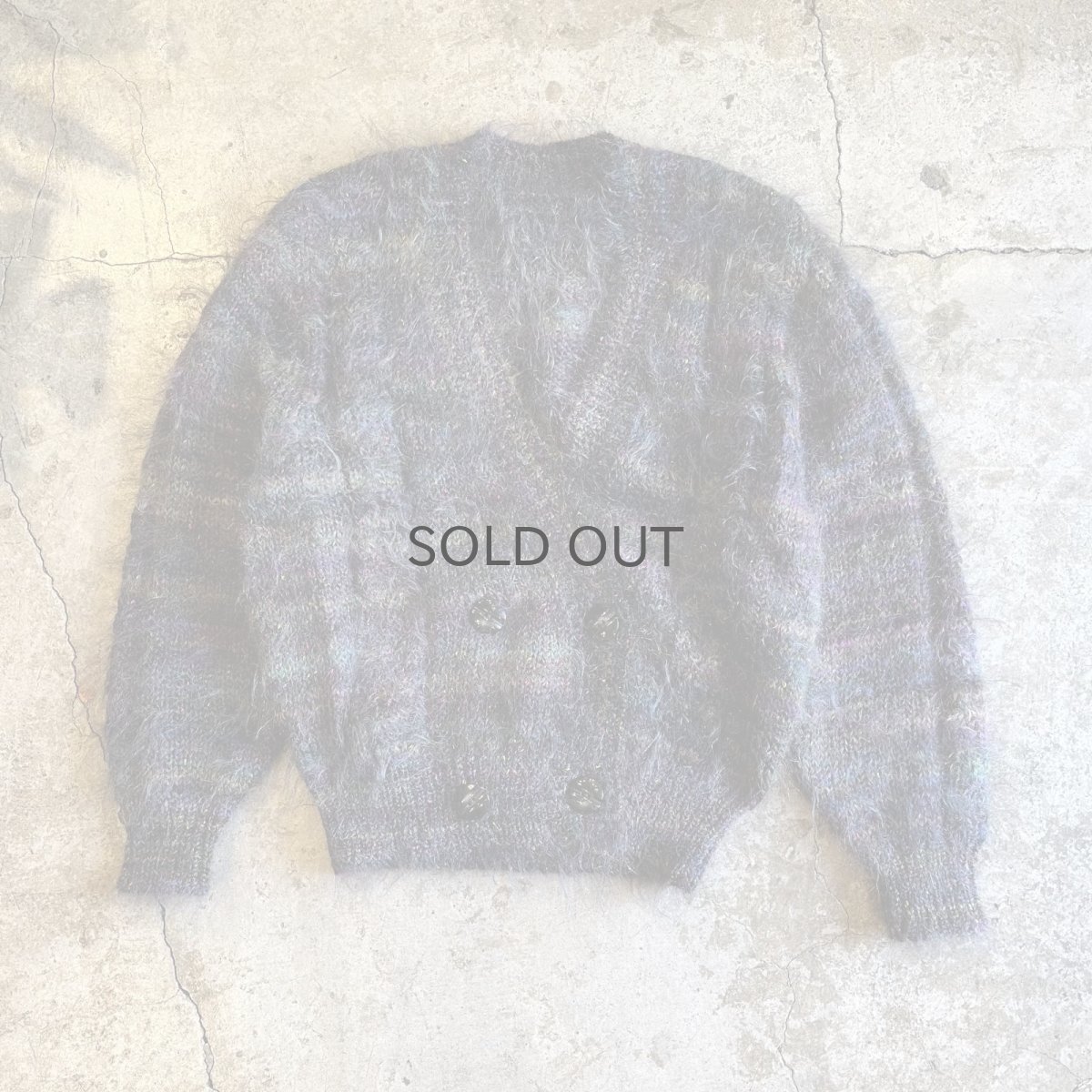 画像1: MIX COLOR MULCH BORDER PATTERN DESIGN MOHAIR KNIT CARDIGAN / Ladies M (1)