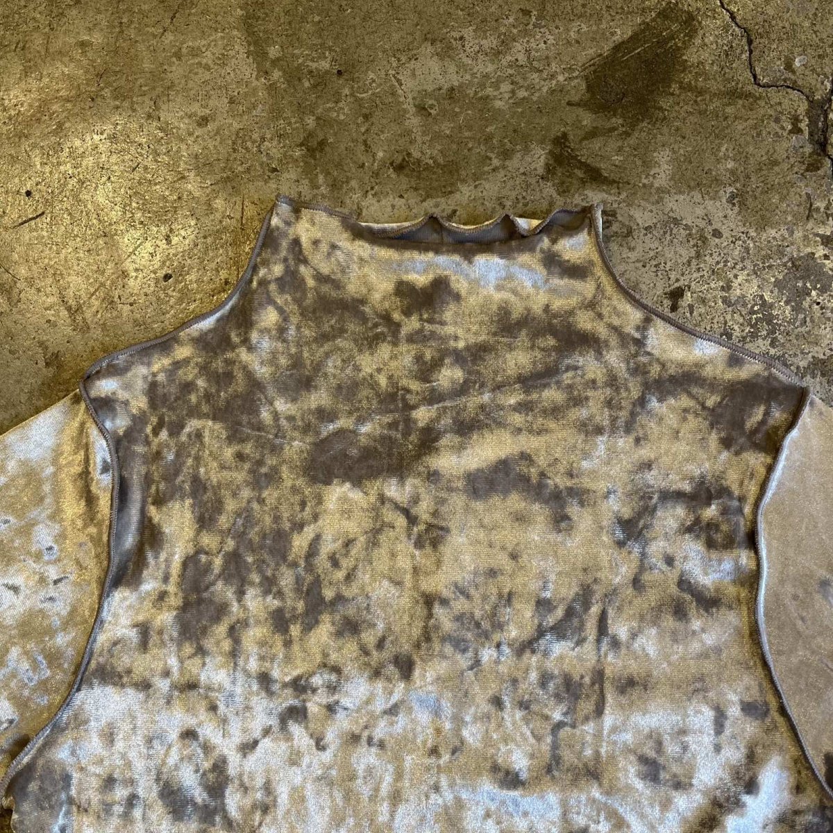 画像8: METALLIC COLOR PIPING DESIGN VELVET HALF NECK L/S TOPS / Ladies M(FREE) (8)