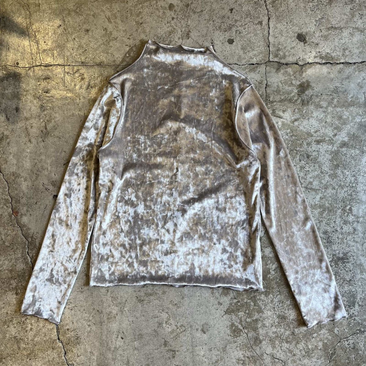 画像1: METALLIC COLOR PIPING DESIGN VELVET HALF NECK L/S TOPS / Ladies M(FREE) (1)