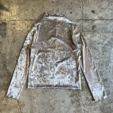画像1: METALLIC COLOR PIPING DESIGN VELVET HALF NECK L/S TOPS / Ladies M(FREE) (1)