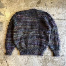 画像2: MIX COLOR MULCH BORDER PATTERN DESIGN MOHAIR KNIT CARDIGAN / Ladies M (2)